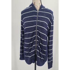 Market & Spruce Stitch Fix Navy & White Zip-Up Jacket Size Large Office Cozycore